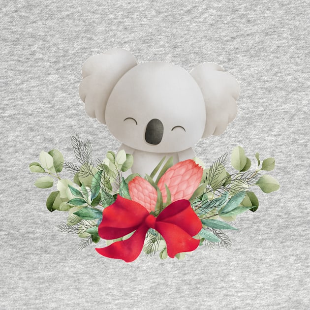 Cute Botanical Christmas Koala by Sandra Herrgott